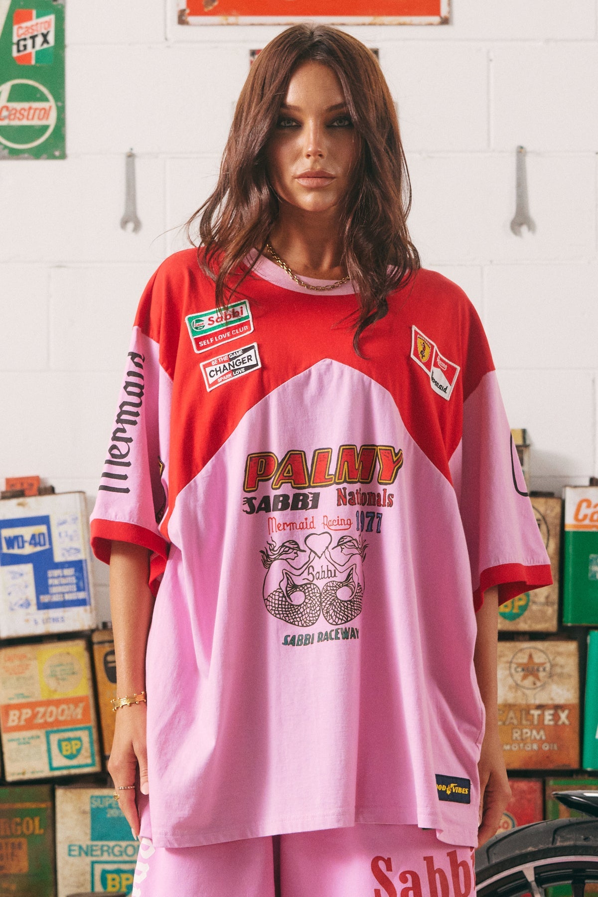 The Very Oversized Mermaid Racing Tee - Pink