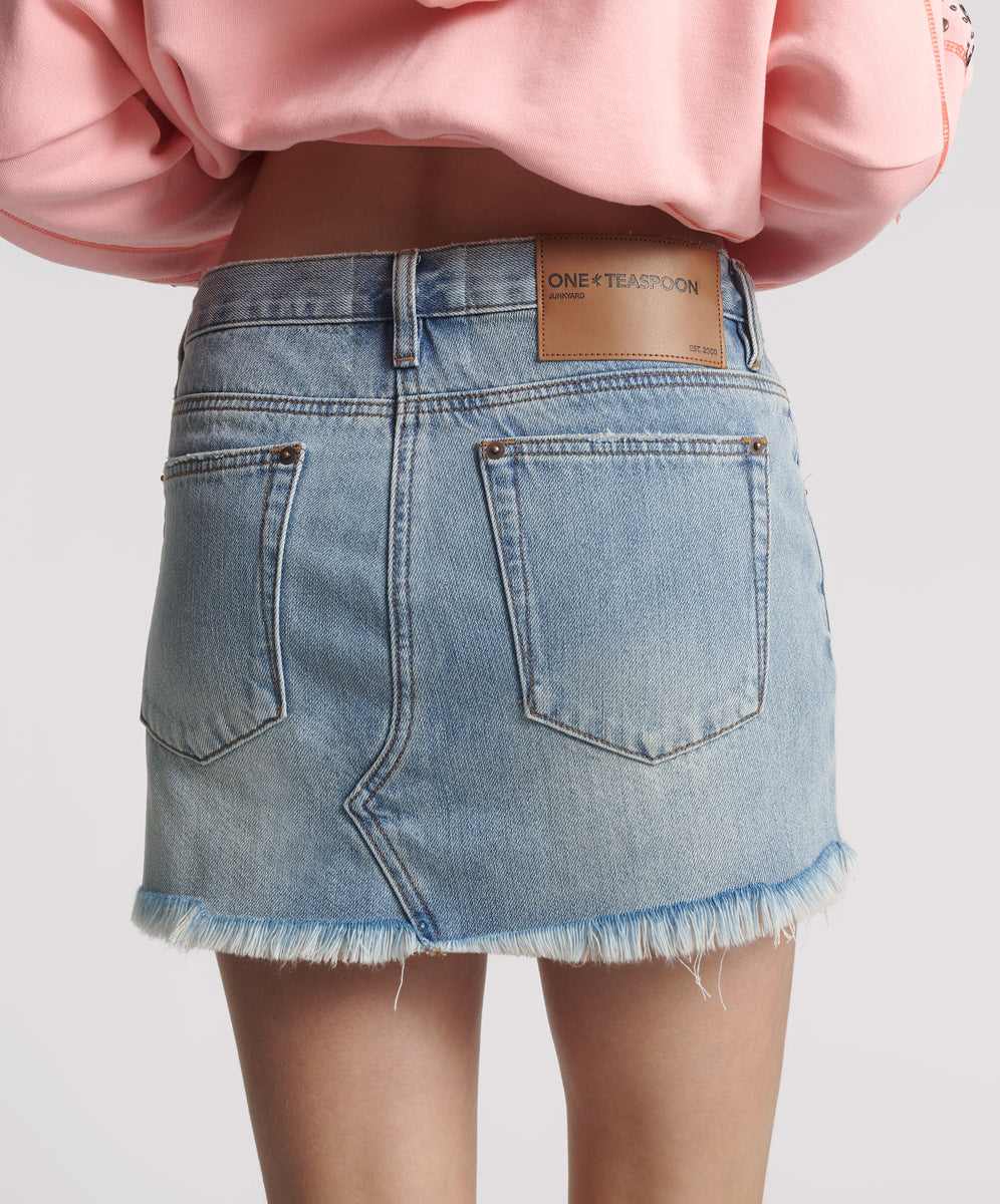 Junkyard Low Waist Relaxed Mini Denim Skirt
