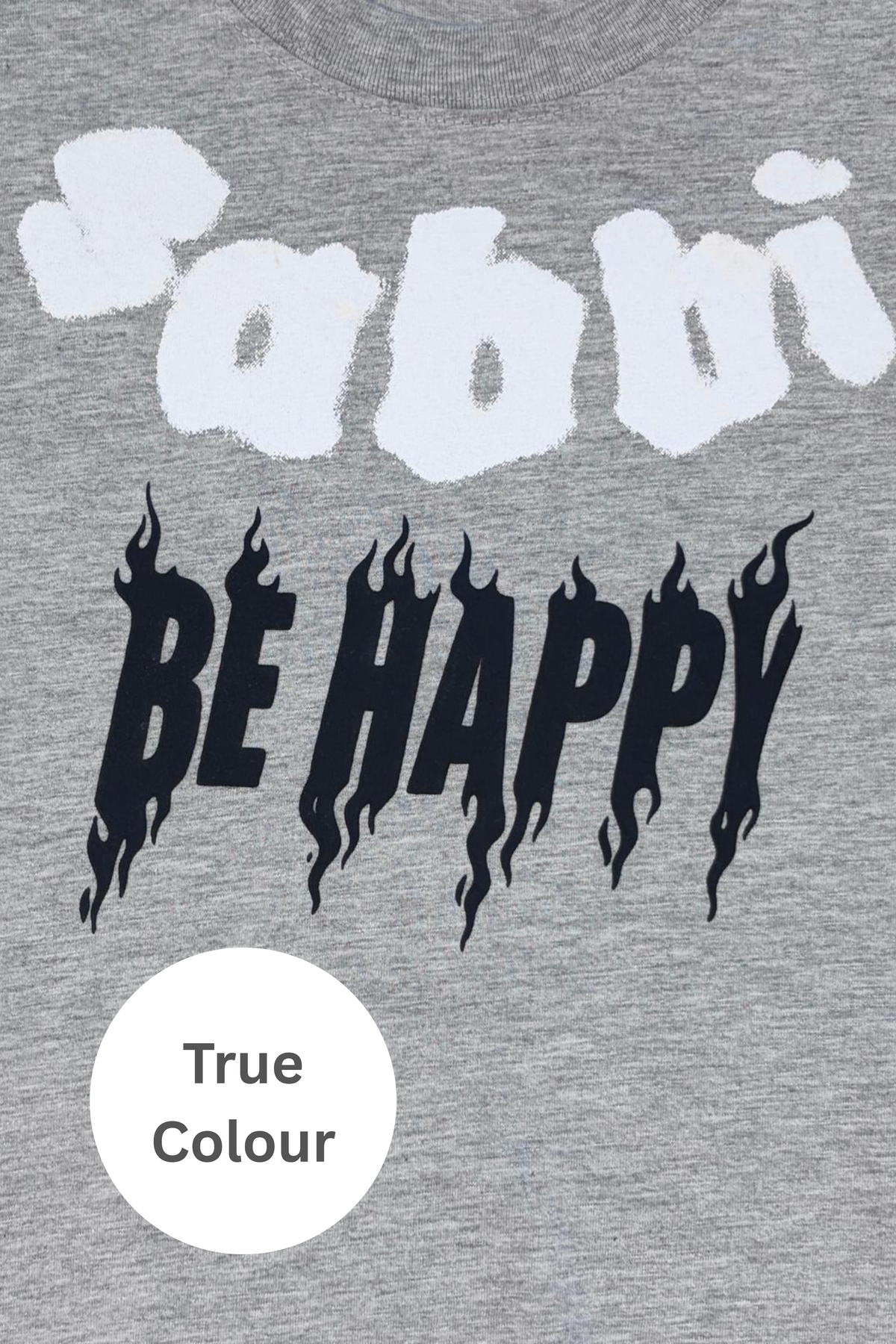 The Be Happy Regular Fit Tee Grey