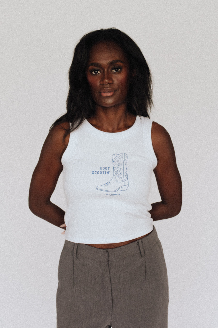 Crop Tank - White/Blue