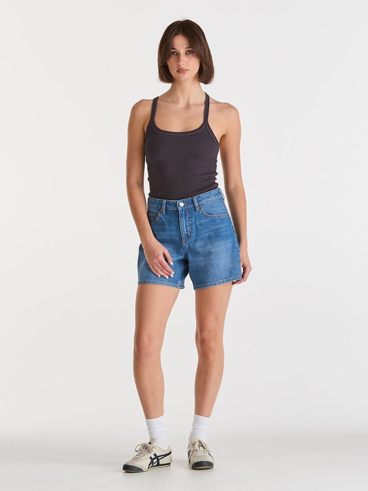 Mid Straight Short Blue Letter