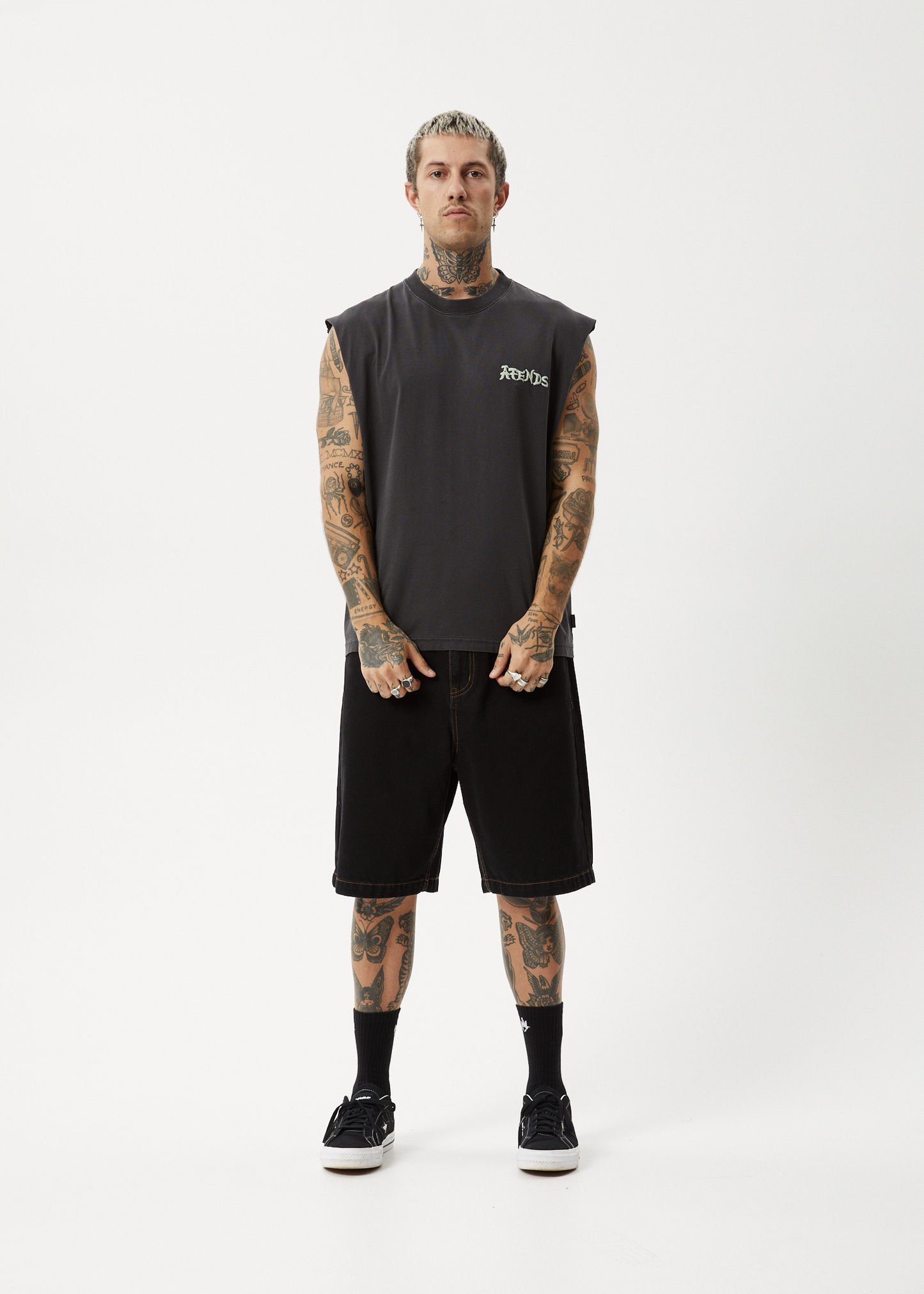 Destroyer Recycled Sleeveless Tee Stone Black