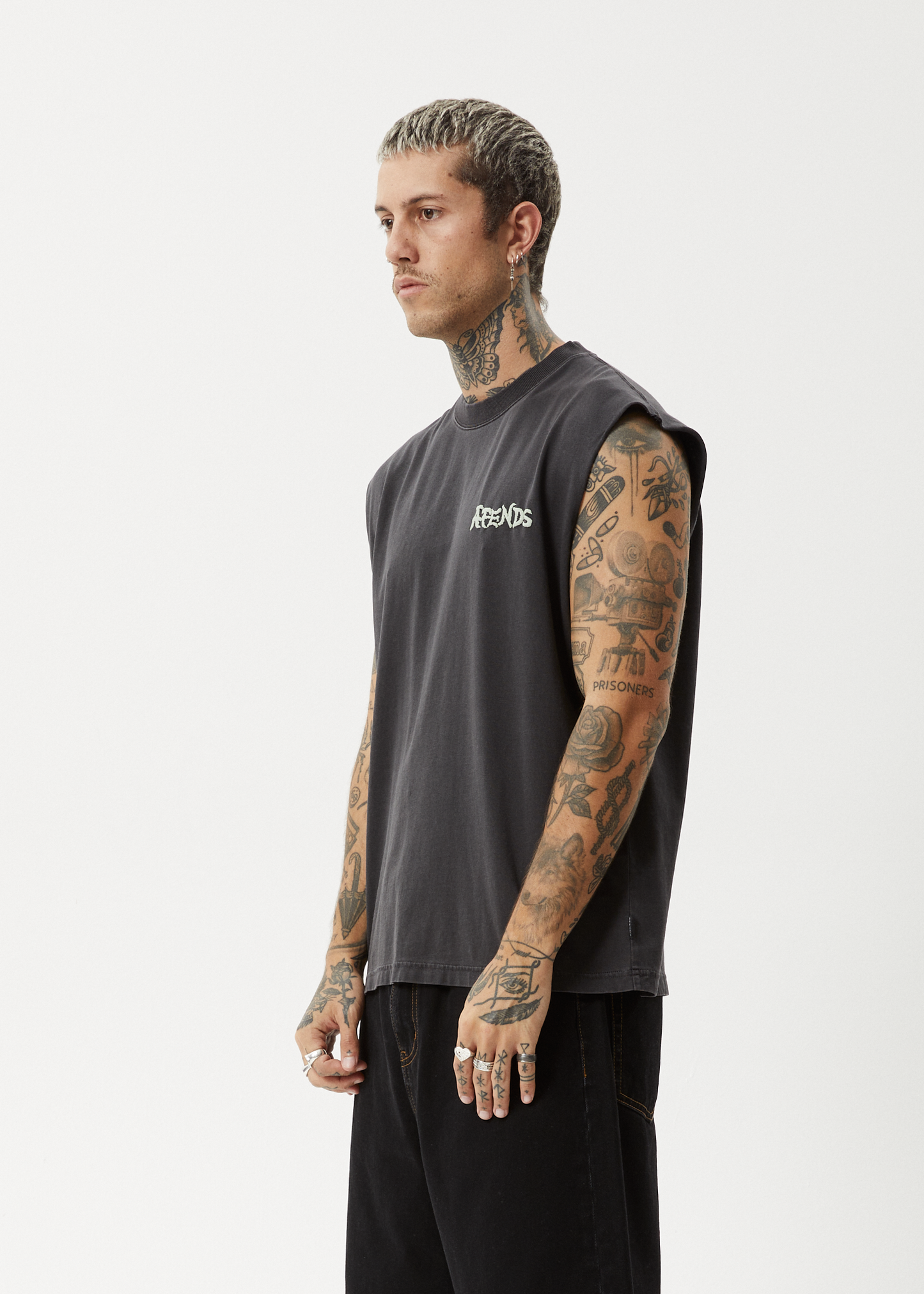 Destroyer Recycled Sleeveless Tee Stone Black