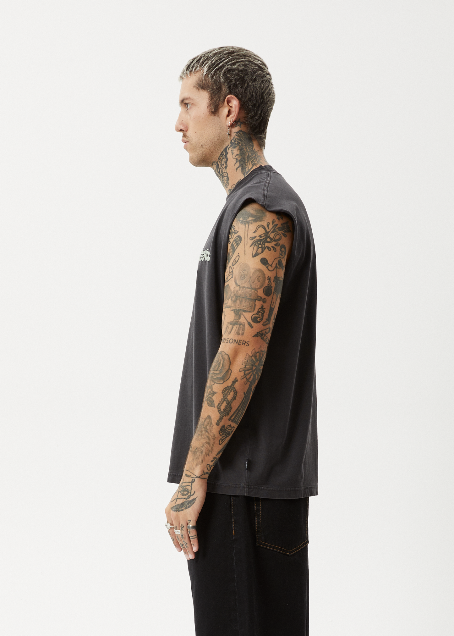 Destroyer Recycled Sleeveless Tee Stone Black
