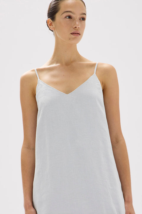 Valley Linen Slip Dress Blue Haze