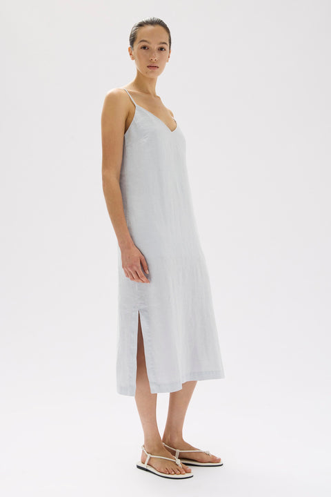 Valley Linen Slip Dress Blue Haze