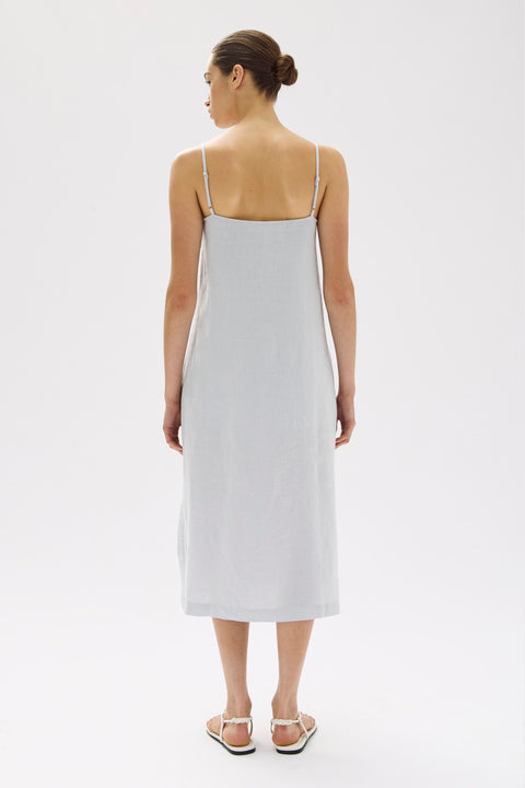 Valley Linen Slip Dress Blue Haze