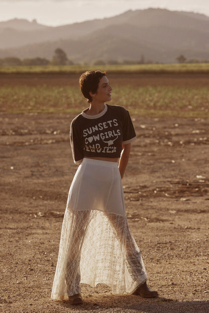 Lace Maxi Skirt Cream