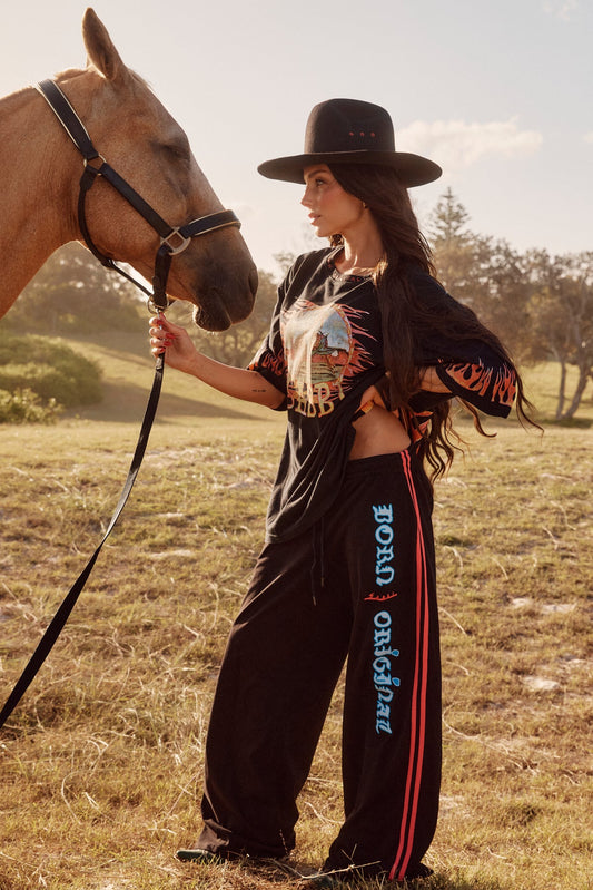 Flaming Cowboy Chido Pants Black