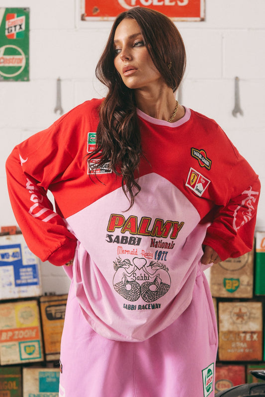 The Long Sleeve Mermaid Racing Tee - Pink