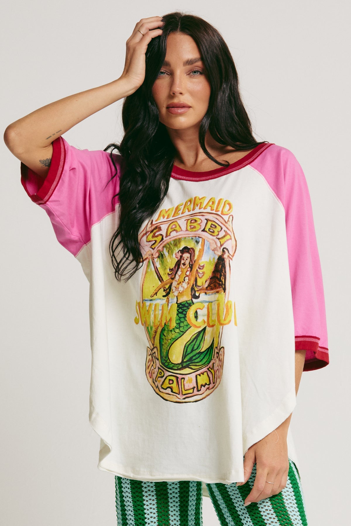 The Mermaid Swim Club Raglan Tee Marshmellow XL