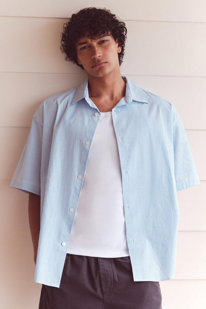 Aron Poplin Stripe Short Sleeve Shirt