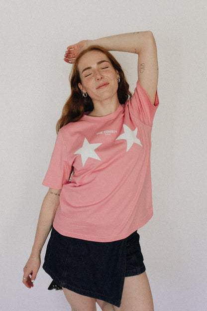 The Girlfriend Tee Pink/White