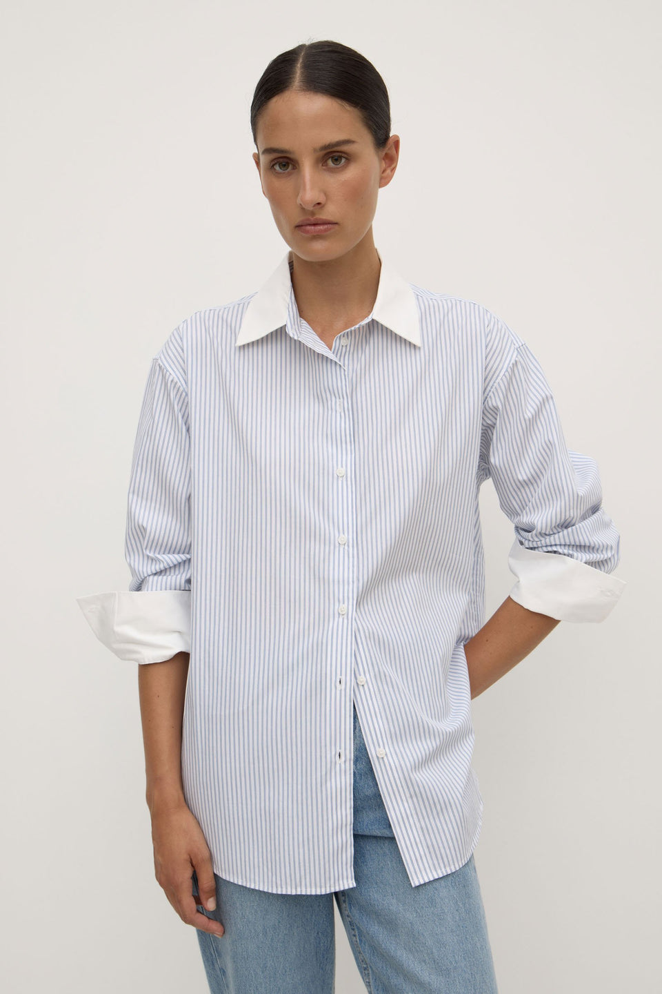 Alec Poplin Stripe Long Sleeve Shirt