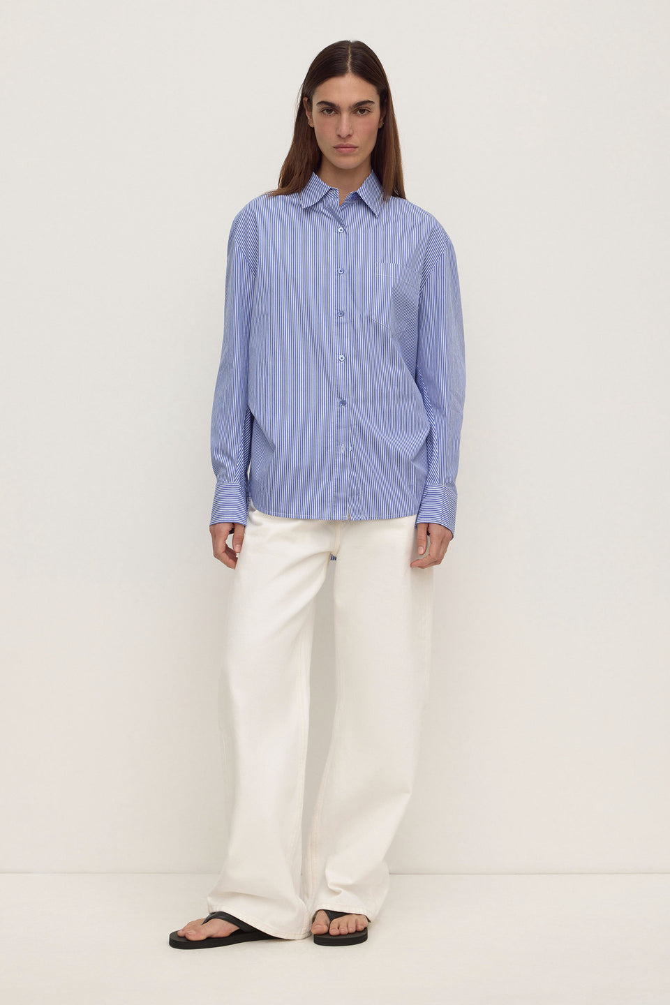 Ava Stripe Cotton Poplin Long Sleeve Shirt