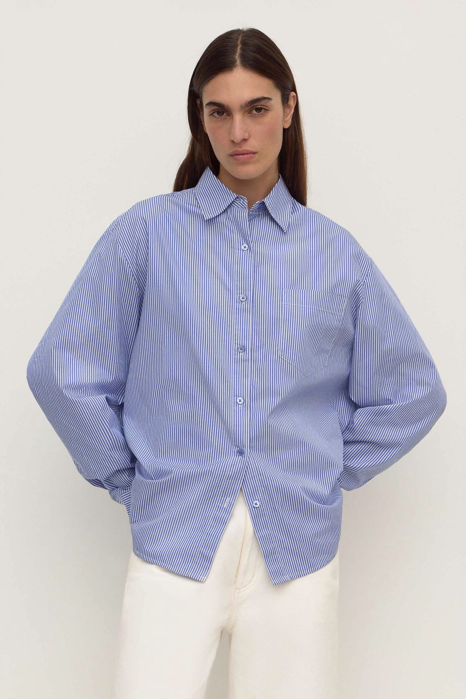 Ava Stripe Cotton Poplin Long Sleeve Shirt