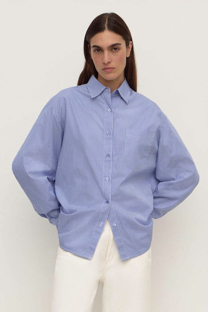 Ava Stripe Cotton Poplin Long Sleeve Shirt