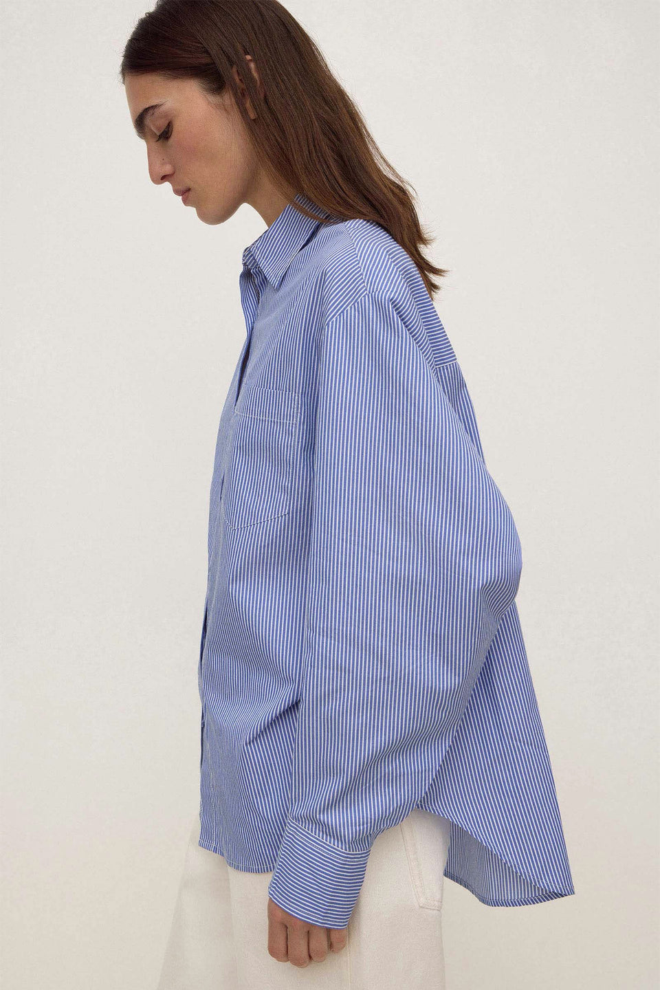 Ava Stripe Cotton Poplin Long Sleeve Shirt