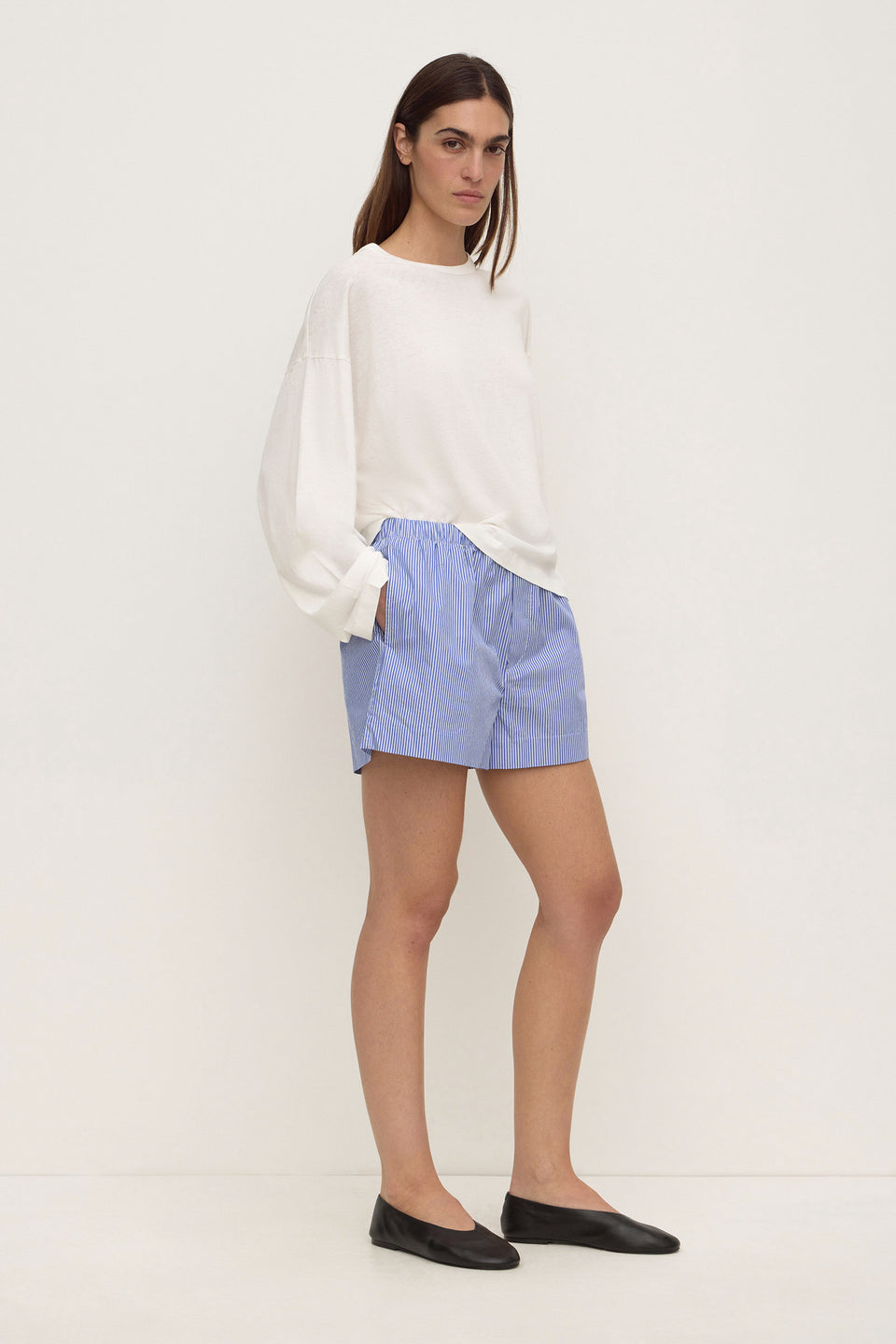 Ava Stripe Cotton Poplin Short
