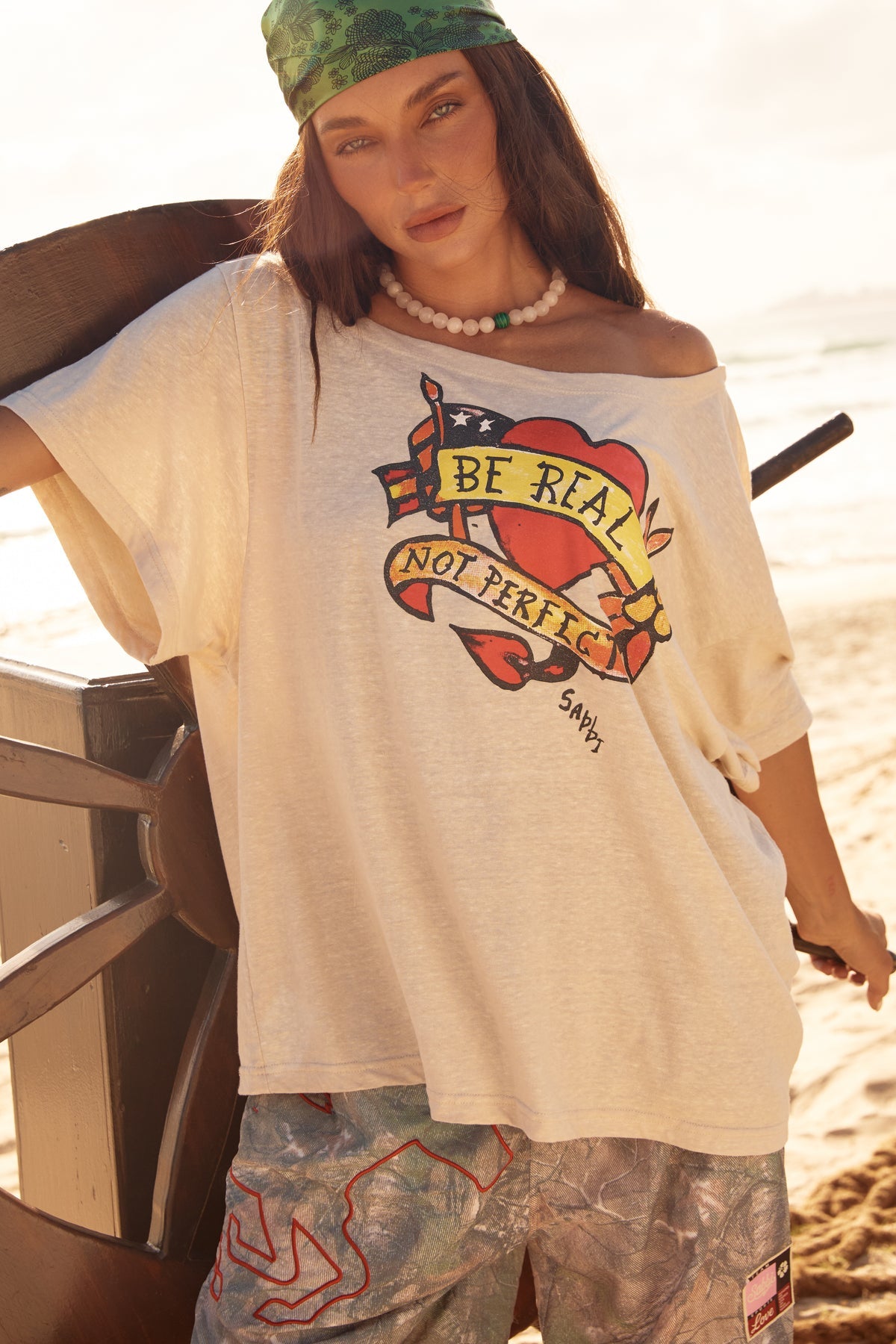 Bad To The Bone Off The Shoulder Tee