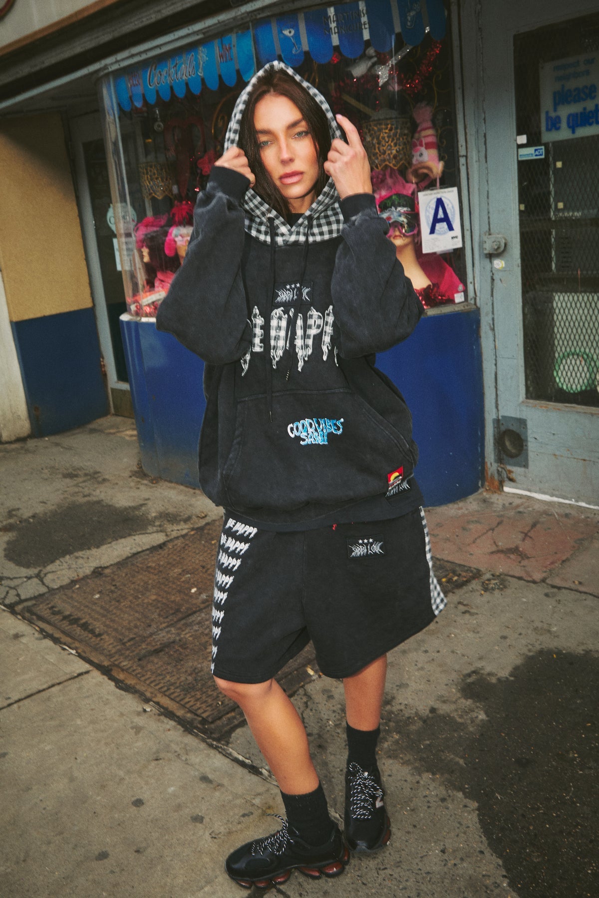The Be Happy Gingham Hoodie