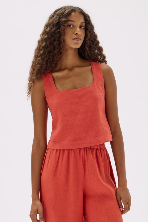Georgia Linen Top Papaya