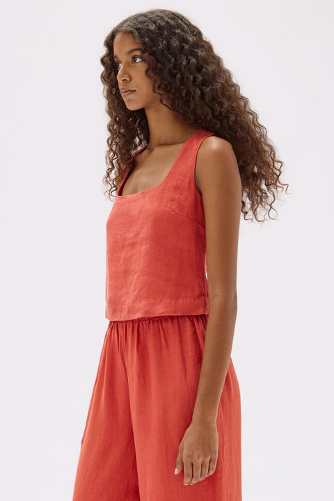 Georgia Linen Top Papaya