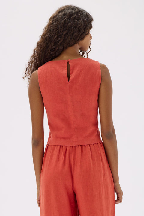 Georgia Linen Top Papaya