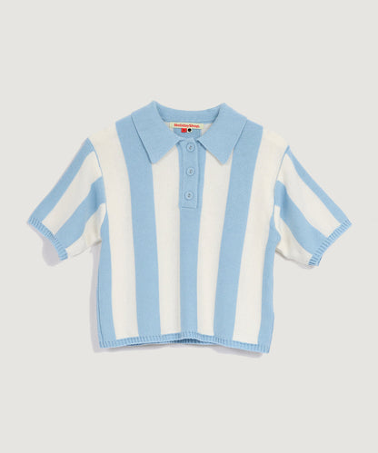 Striped Polo Knit - Blue/White