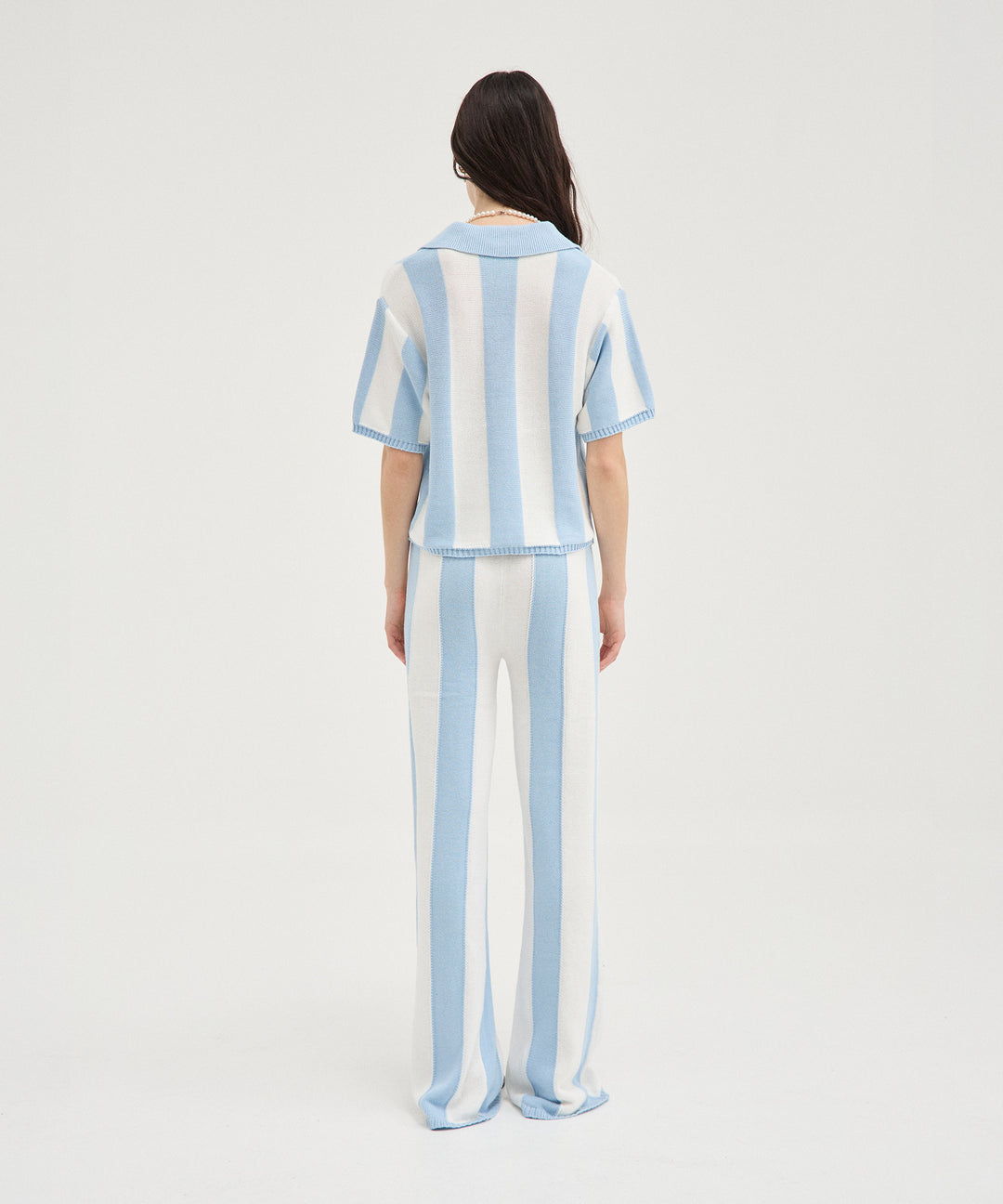 Striped Knit Pants - Blue/White