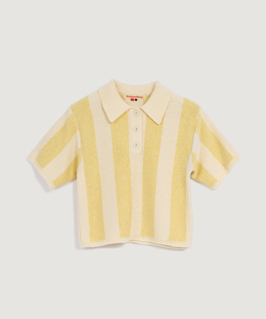 Striped Polo Knit - Yellow/Cream