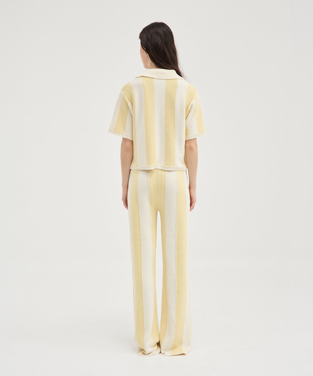 Striped Knit Pants - Yellow/Cream