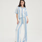 Striped Knit Pants - Blue/White