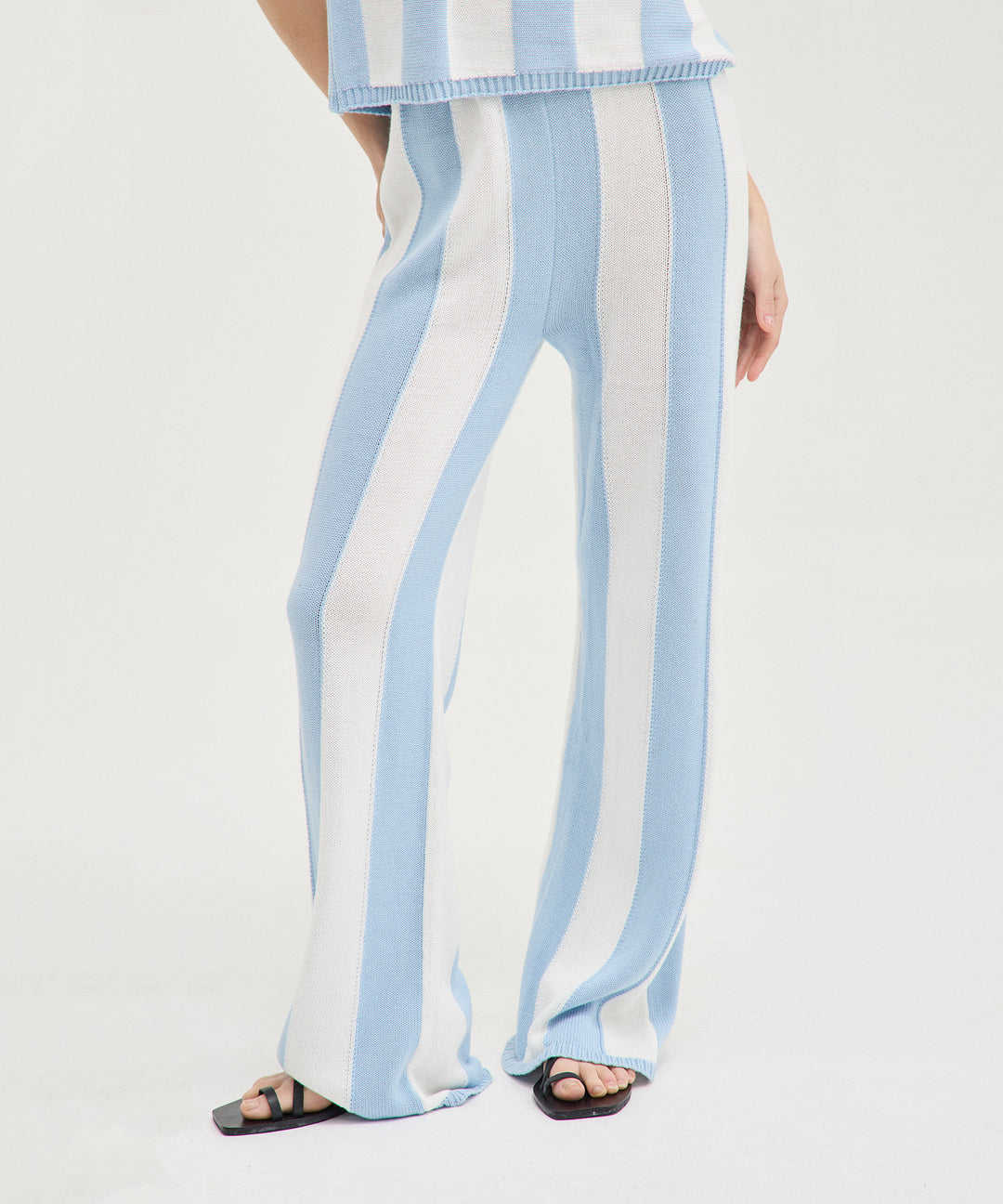 Striped Knit Pants - Blue/White