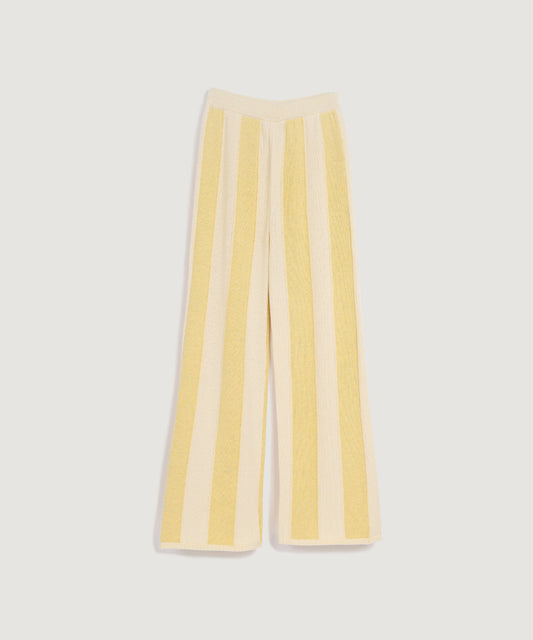 Striped Knit Pants - Yellow/Cream