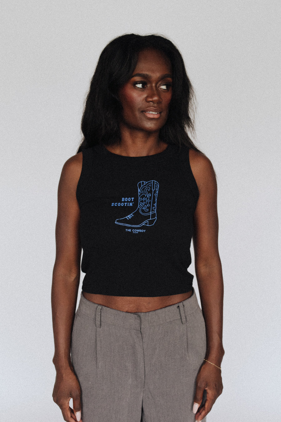 Crop Tank - Black/Blue