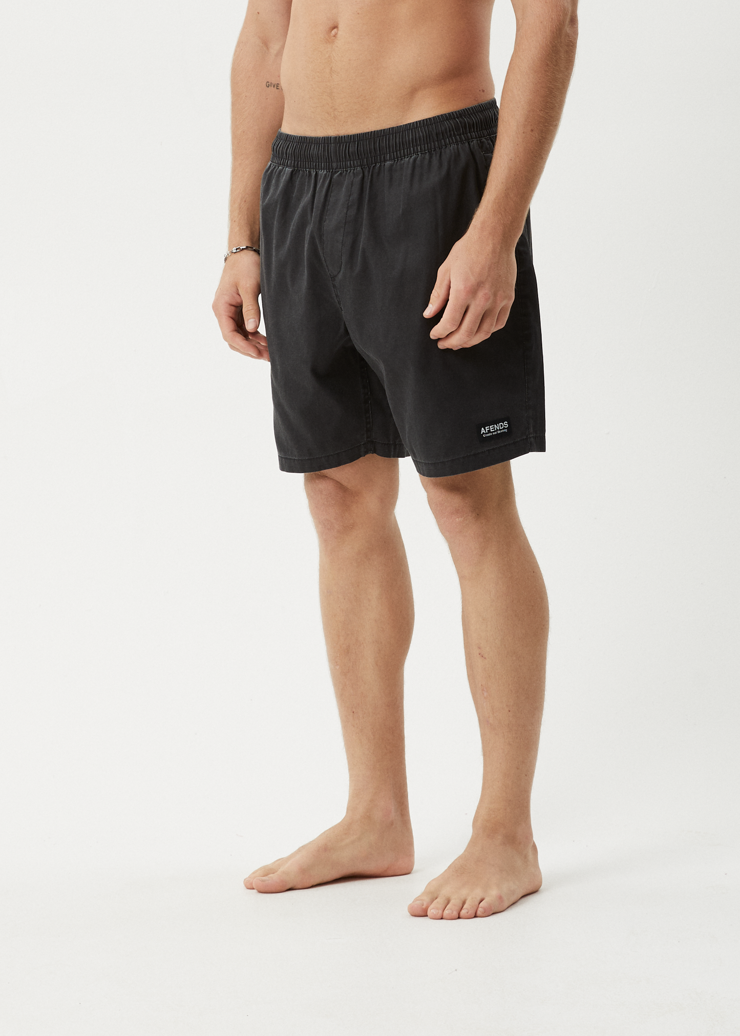 The Dopamine Organic Swim Short 18 Inch Black Acid Wash