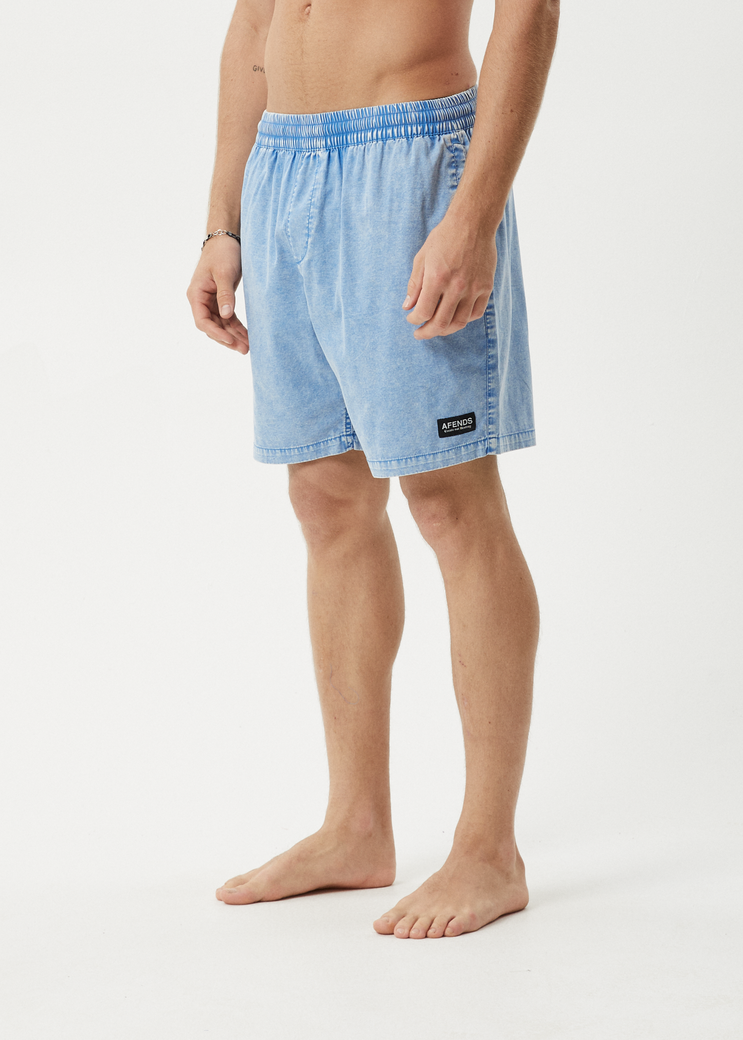 The Dopamine Organic Swim Short 18 Inch Blue Acid Wash