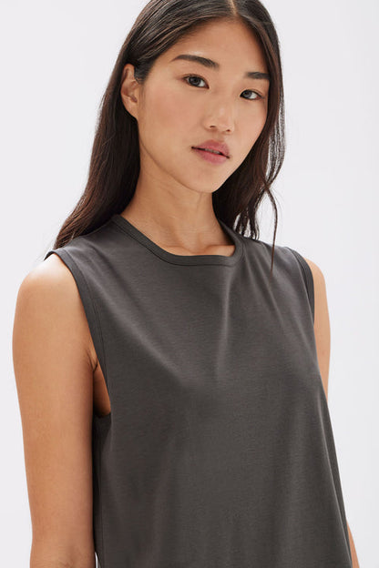 Madison Silk Blend Tank Dress Washed Black