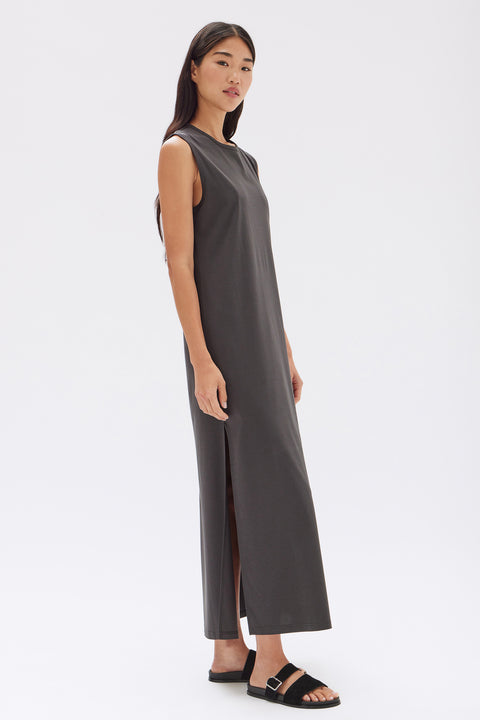 Madison Silk Blend Tank Dress Washed Black