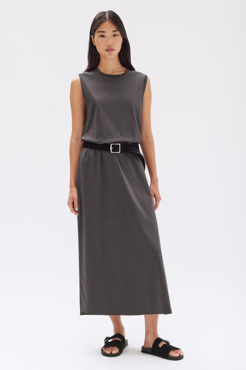 Madison Silk Blend Tank Dress Washed Black