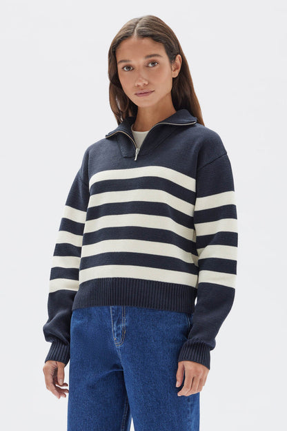 Parisienne Quarter Zip Cotton Jumper