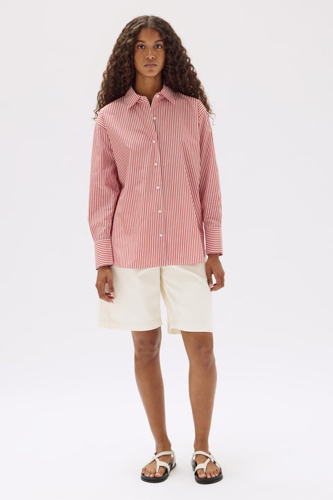Signature Poplin Shirt Papaya/White