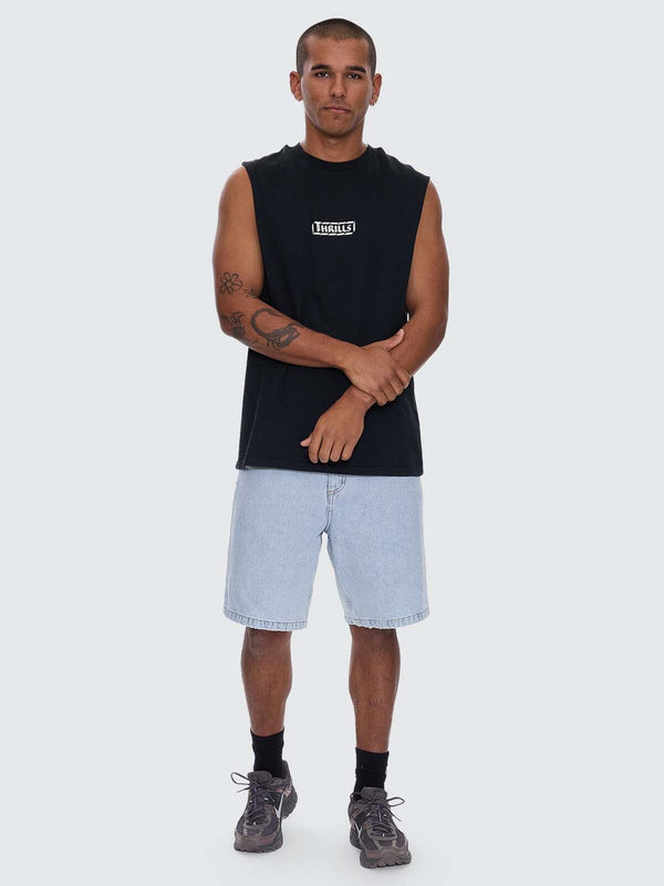 Calm State Embro Box Fit Oversize Cropped Muscle Tee