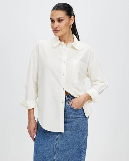 Grace Linen Blend Long Sleeve Shirt