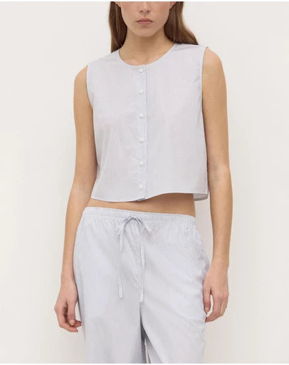 Cora Stripe Button Front Top