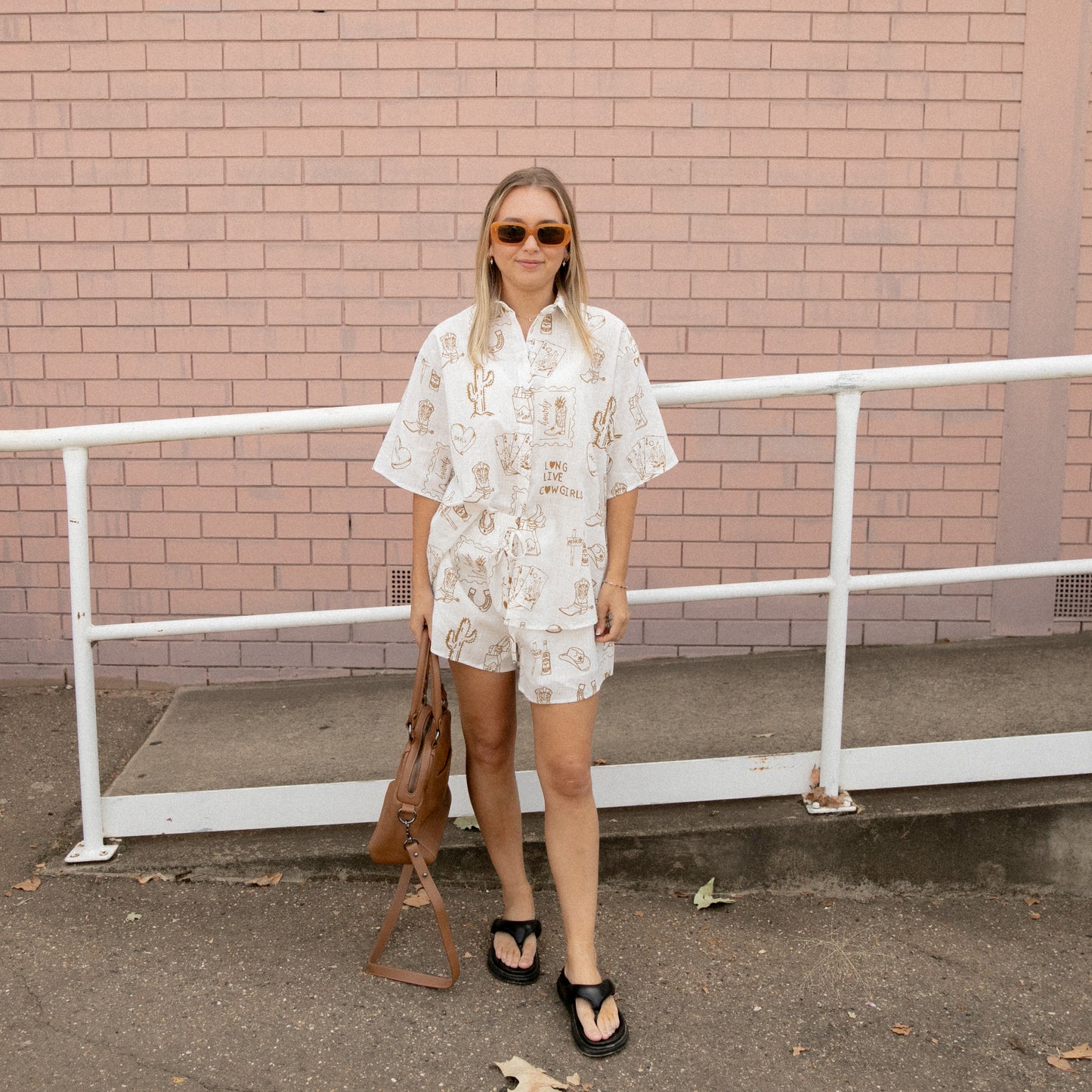 White/Brown Darlin Short Set