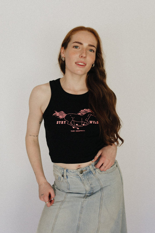 The Crop Tank Black/Pink